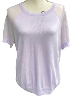 J. Crew Lavender Cotton Crew Neck Sheer Mesh Short Sleeve Top (S)
